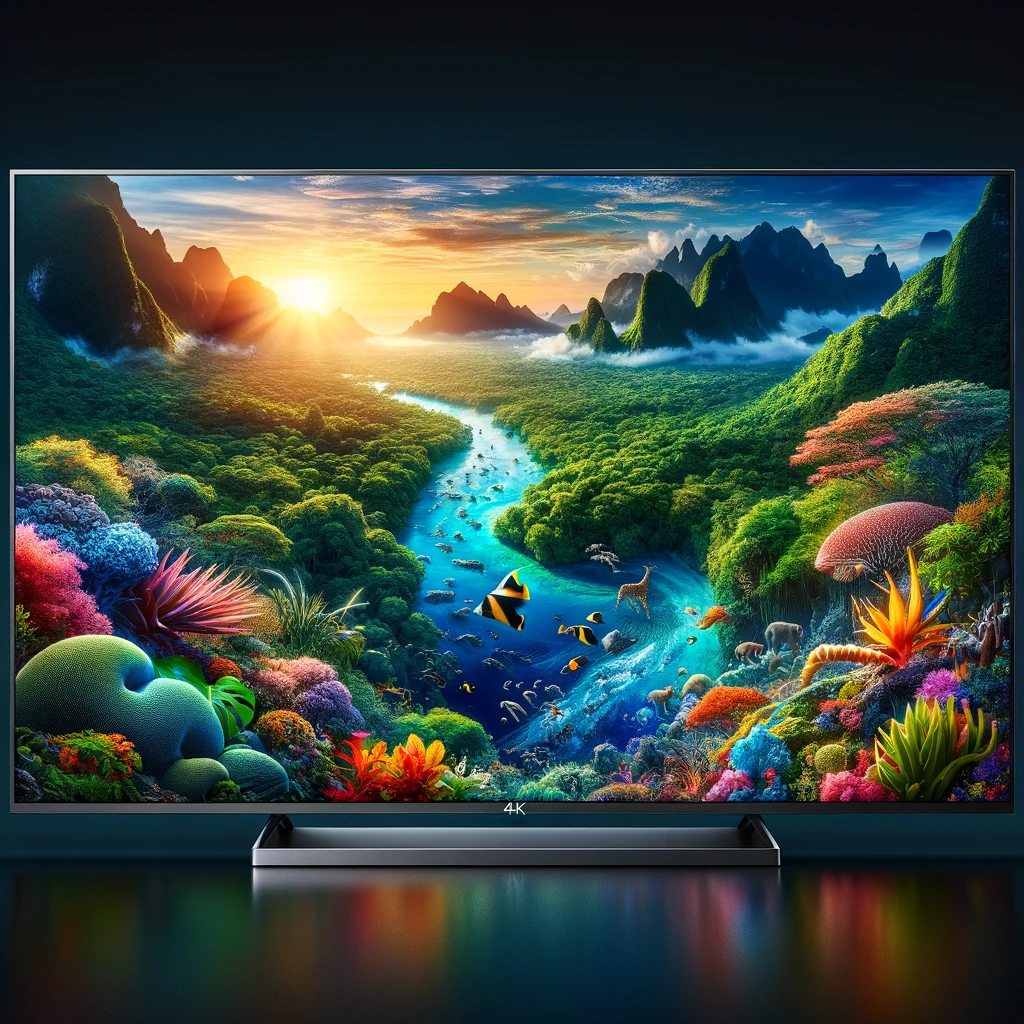 High-definition TV screen displaying a nature documentary in 4K, representing VisionTV's unparalleled streaming quality.