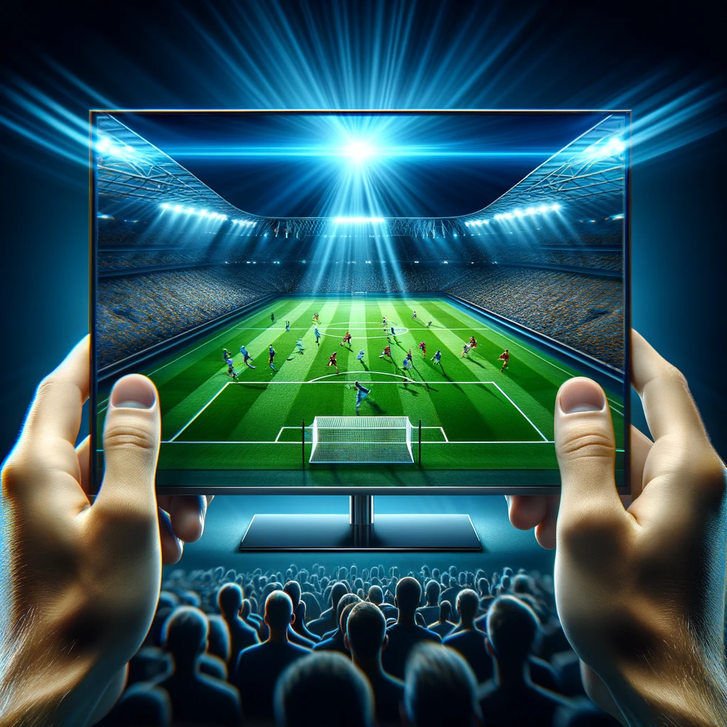 a screen having a football match