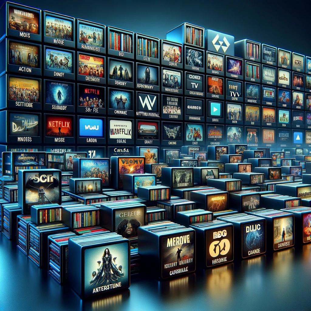 Digital library shelf with a vast selection of movies, TV shows, and international channels offered by VisionTV. The best iptv in the market